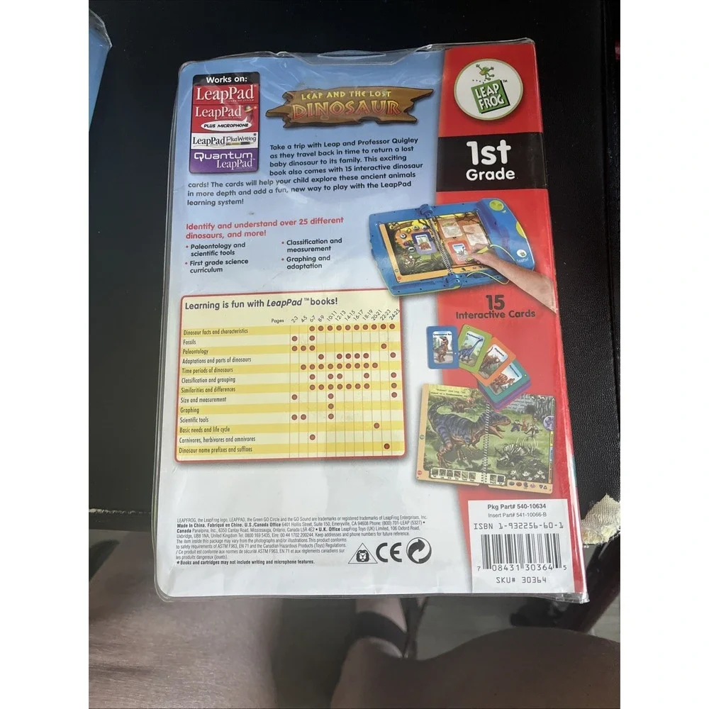 LeapFrog LeapPad Grade 1 Science Leap The Lost Dinosaurs Book/Cartridge /Cards